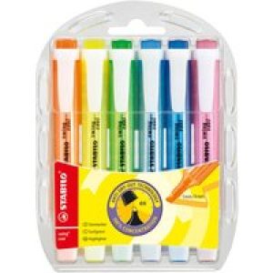 STABILO swing cool - highlighter - fluorescent blue, fluorescent orange, fluorescent yellow, fluorescent green, fluorescent pink, fluorescent royal blue (pack of 6)