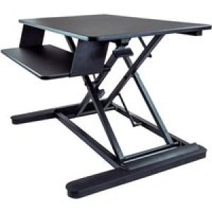 StarTech.com Sit Stand Desk Converter with Keyboard Tray, Large 35" x 21" Surface, Height Adjustable Ergonomic Desktop/Tabletop Standing Workstation Desk, Holds 2 Monitors, Pre-Assembled - Ergonomic Standing Desk (ARMSTSLG) - standing desk converter - rectangular - black
