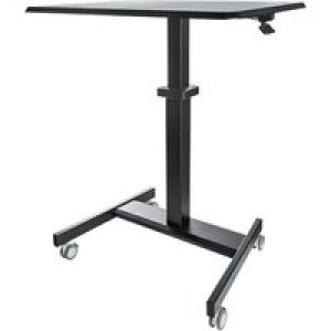 StarTech.com Mobile Standing Desk, Portable Sit Stand Ergonomic Height Adjustable Cart on Wheels, Rolling Computer/Laptop Workstation Table with Locking One-Touch Lift for Teacher/Student - Mobile Sit Stand Desk (STSCART2) - sit/standing desk - black