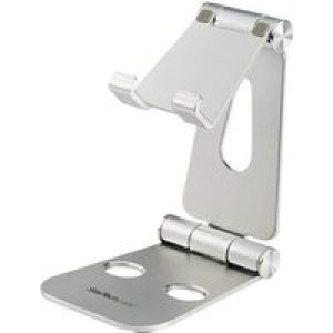 StarTech.com Phone and Tablet Stand, Foldable Universal Mobile Device Holder for Smartphones & Tablets Adjustable Multi-Angle Ergonomic Cell Phone Stand for Desk Portable, 4in to 13in - Foldable Phone Holder (USPTLSTND) - desktop stand for mobile phone, tablet