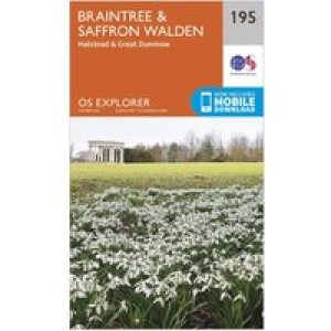 Ordnance Survey Explorer 195 Braintree & Saffron Walden Map With Digital Version - Orange, Orange