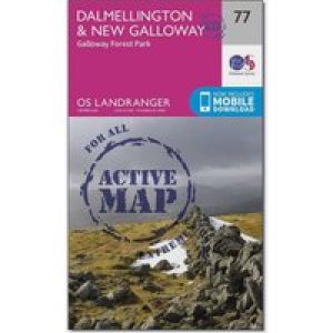 Ordnance Survey Landranger Active 77 Dalmellington & New Galloway, Galloway Forest Park Map With Digital Version - Pink, Pink