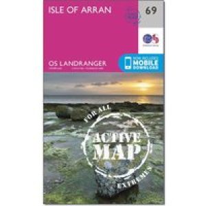 Ordnance Survey Landranger Active 69 Isle Of Arran Map With Digital Version - Pink, Pink