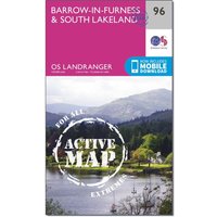 Ordnance Survey Landranger Active 96 Barrow-In-Furness & South Lakeland Map With Digital Version - Pink, Pink Ordnance Survey Landranger Active 96 Barrow-In-Furness & South Lakeland Map With Digital Version - Pink, Pink