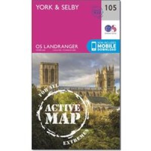Ordnance Survey Landranger Active 105 York & Selby Map With Digital Version - Pink, Pink