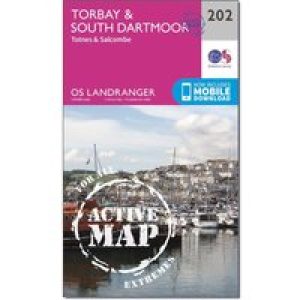 Ordnance Survey Landranger Active 202 Torbay, South Darrmoor, Totnes & Salcombe Map With Digital Version - Pink, Pink