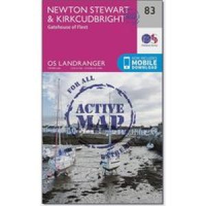 Ordnance Survey Landranger Active 83 Newton Stewart & Kirkcudbright, Gatehouse Of Fleet Map With Digital Version - Pink, Pink