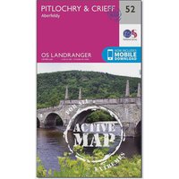 Ordnance Survey Landranger Active 52 Pitlochry & Crieff Map With Digital Version - Pink, Pink Ordnance Survey Landranger Active 52 Pitlochry & Crieff Map With Digital Version - Pink, Pink