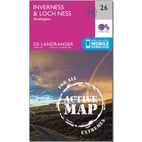 Ordnance Survey Landranger Active 26 Inverness & Loch Ness, Strathglass Map With Digital Version - Pink, Pink Ordnance Survey Landranger Active 26 Inverness & Loch Ness, Strathglass Map With Digital Version - Pink, Pink