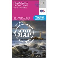 Ordnance Survey Landranger Active 88 Newcastle Upon Tyne, Durham & Sunderland Map With Digital Version - Pink, Pink Ordnance Survey Landranger Active 88 Newcastle Upon Tyne, Durham & Sunderland Map With Digital Version - Pink, Pink