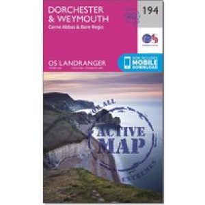 Ordnance Survey Landranger Active 194 Dorchester & Weymouth, Cerne Abbas & Bere Regis Map With Digital Version, D