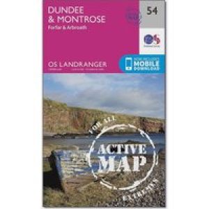 Ordnance Survey Landranger Active 54 Dundee & Montrose, Forfar & Arbroath Map With Digital Version - Pink, Pink