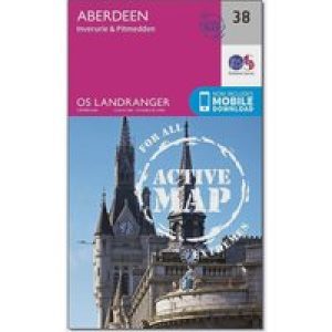 Ordnance Survey Landranger Active 38 Aberdeen, Inverurie & Pitmedden Map With Digital Version - Pink, Pink
