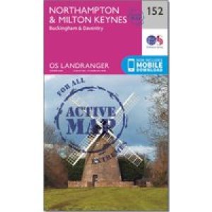 Ordnance Survey Landranger Active 152 Northampton, Milton Keynes, Buckingham & Daventry Map With Digital Version - Pink, Pink