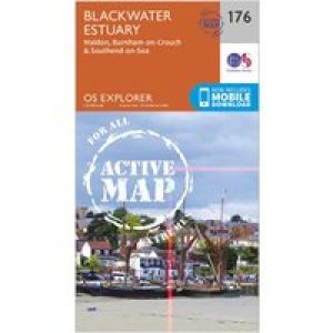 Ordnance Survey Explorer Active 176 Blackwater Estuary Map With Digital Version - Orange, Orange