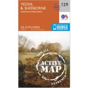 Ordnance Survey Explorer Active 129 Yeovil & Sherbourne Map With Digital Version - Orange, Orange