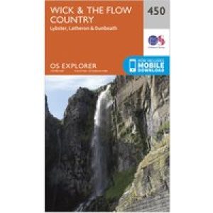 Ordnance Survey Explorer 450 Wick & The Flow Country Map With Digital Version - Orange, Orange