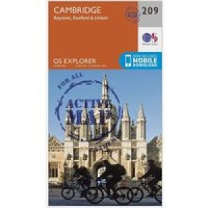 Ordnance Survey Explorer Active 209 Cambridge, Royston, Duxford & Linton Map With Digital Version - Orange, Orange