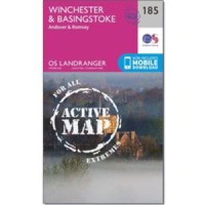 Ordnance Survey Landranger Active 185 Winchester & Basingstoke, Andover & Romsey Map With Digital Version - Pink, Pink