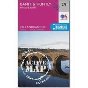 Ordnance Survey Landranger Active 29 Banff & Huntly, Portsoy & Turriff Map With Digital Version - Pink, Pink