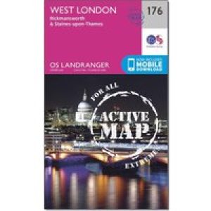 Ordnance Survey Landranger Active 176 West London, Rickmansworth & Staines Map With Digital Version - Pink, Pink