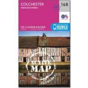 Ordnance Survey Landranger Active 168 Colchester, Halstead & Maldon Map With Digital Version - Pink, Pink