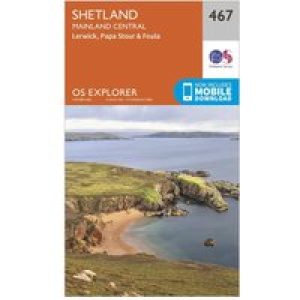 Ordnance Survey Explorer 467 Shetland - Mainland Central Map With Digital Version - Orange, Orange
