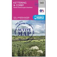 Ordnance Survey Landranger Active 141 Kettering & Corby Map With Digital Version - Pink, Pink Ordnance Survey Landranger Active 141 Kettering & Corby Map With Digital Version - Pink, Pink