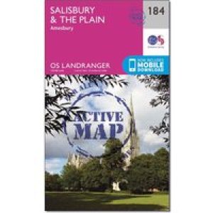 Ordnance Survey Landranger Active 184 Salisbury & The Plain, Amesbury Map With Digital Version - Pink, Pink