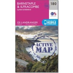 Ordnance Survey Landranger Active 180 Barnstaple & Ilfracombe, Lynton & Bideford Map With Digital Version - Pink, Pink
