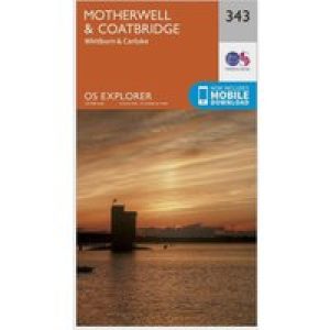 Ordnance Survey Explorer 343 Motherwell & Coatbridge Map With Digital Version - Orange, Orange
