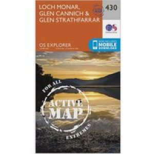 Ordnance Survey Explorer Active 430 Loch Monar, Glen Cannich & Glen Strathfarrar Map With Digital Version - Orange, Orange
