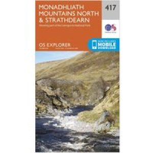 Ordnance Survey Explorer 417 Monadhliath Mountains North & Strathdearn Map With Digital Version - Orange, Orange