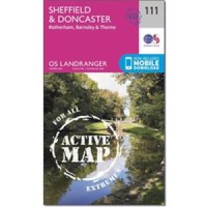 Ordnance Survey Landranger Active 111 Sheffield & Doncaster, Rotherham, Barnsley & Thorne Map With Digital Version - Pink, Pink