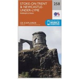 Ordnance Survey Explorer 258 Stoke-On-Trent & Newcastle-Under-Lyme Map With Digital Version - Orange, Orange