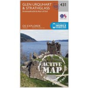 Ordnance Survey Explorer Active 431 Glen Urquhart & Strathglass Map With Digital Version - Orange, Orange