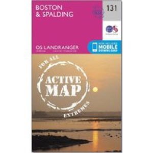 Ordnance Survey Landranger Active 131 Boston & Spalding Map With Digital Version - Pink, Pink