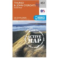Ordnance Survey Explorer Active 451 Thurso & John O'Grates Map With Digital Version - Orange, Orange Ordnance Survey Explorer Active 451 Thurso & John O'Grates Map With Digital Version - Orange, Orange