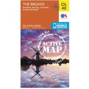 Ordnance Survey Ol 40 Explorer The Broads Active Map - Orange, Orange