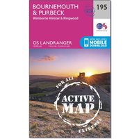 Ordnance Survey Landranger Active 195 Bournemouth & Purbeck, Wimborne Minster & Ringwood Map With Digital Version - Pink, Pink Ordnance Survey Landranger Active 195 Bournemouth & Purbeck, Wimborne Minster & Ringwood Map With Digital Version - Pink, Pink