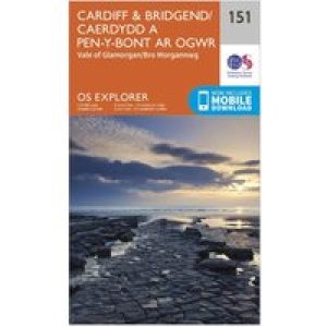 Ordnance Survey Explorer 151 Cardiff & Bridgend Map With Digital Version - Orange, Orange