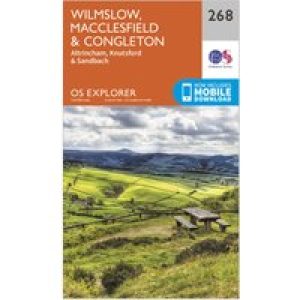 Ordnance Survey Explorer 268 Wilmslow, Macclesfield & Congleton Map With Digital Version, D