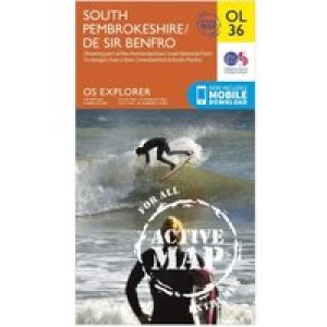 Ordnance Survey Explorer Active Ol36 South Pembrokeshire Map With Digital Version - Orange, Orange