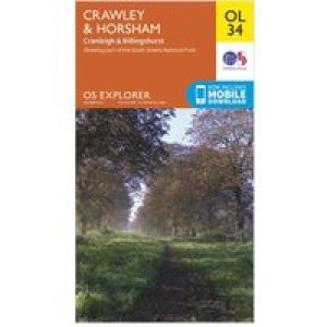 Ordnance Survey Explorer Ol 34 Crawley & Horsham Map - Orange, Orange