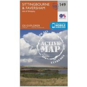 Ordnance Survey Explorer Active 149 Sittingbourne & Faversham Map With Digital Version - Orange, Orange