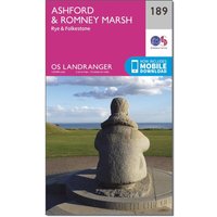 Ordnance Survey Landranger 189 Ashford & Romney Marsh, Rye & Folkestone Map With Digital Version - Pink, Pink Ordnance Survey Landranger 189 Ashford & Romney Marsh, Rye & Folkestone Map With Digital Version - Pink, Pink