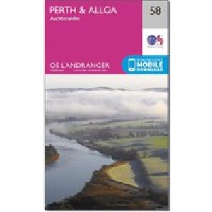 Ordnance Survey Landranger 58 Perth & Alloa, Auchterarder Map With Digital Version - Pink, Pink