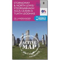 Ordnance Survey Landranger Active 8 Stornoway & North Lewis Map With Digital Version - Pink, Pink Ordnance Survey Landranger Active 8 Stornoway & North Lewis Map With Digital Version - Pink, Pink