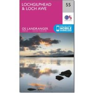 Ordnance Survey Landranger 55 Lochgilphead & Loch Awe Map With Digital Version - Pink, Pink