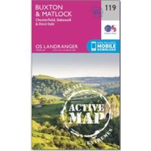 Ordnance Survey Landranger Active 119 Buxton & Matlock, Chesterfield, Bakewell & Dove Dale Map With Digital Version - Pink, Pink